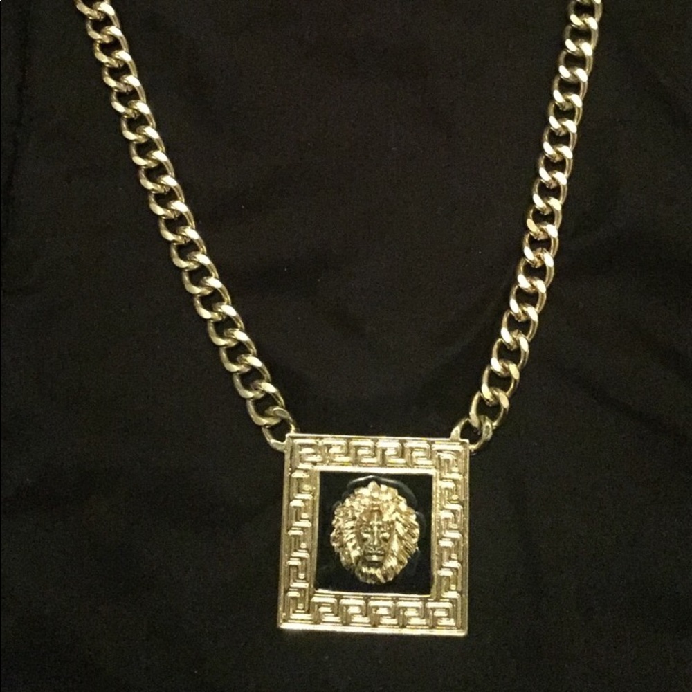 Gold Rope Necklace with square center piece